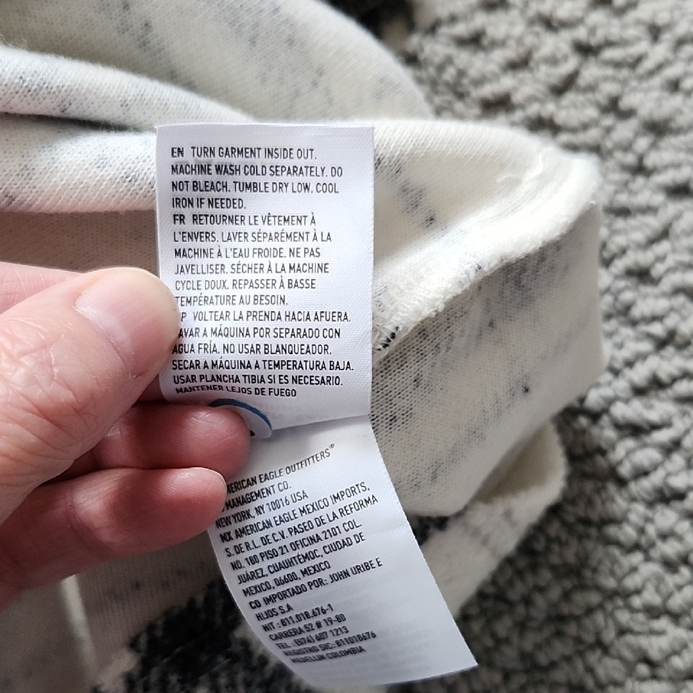 American Eagle Cream and Black Checkered Cotton Blend Shacket Women's Size Large - Picture 5 of 7